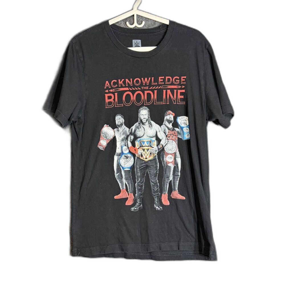 WWE The Bloodline Youth Size Large T-Shirt Roman Reigns Usos Black Graphic Tee